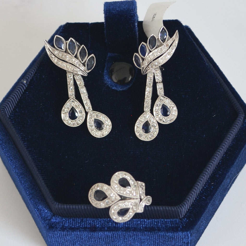 Set de zafiros y diamantes Art Déco
