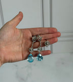 Set de aguamarinas y diamantes naturales en oro de 14k