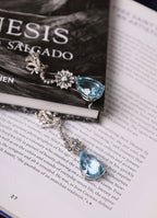 Set de aguamarinas y diamantes naturales en oro de 14k