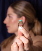 Anillo barroco de turquesa con diamantes en oro de 18k