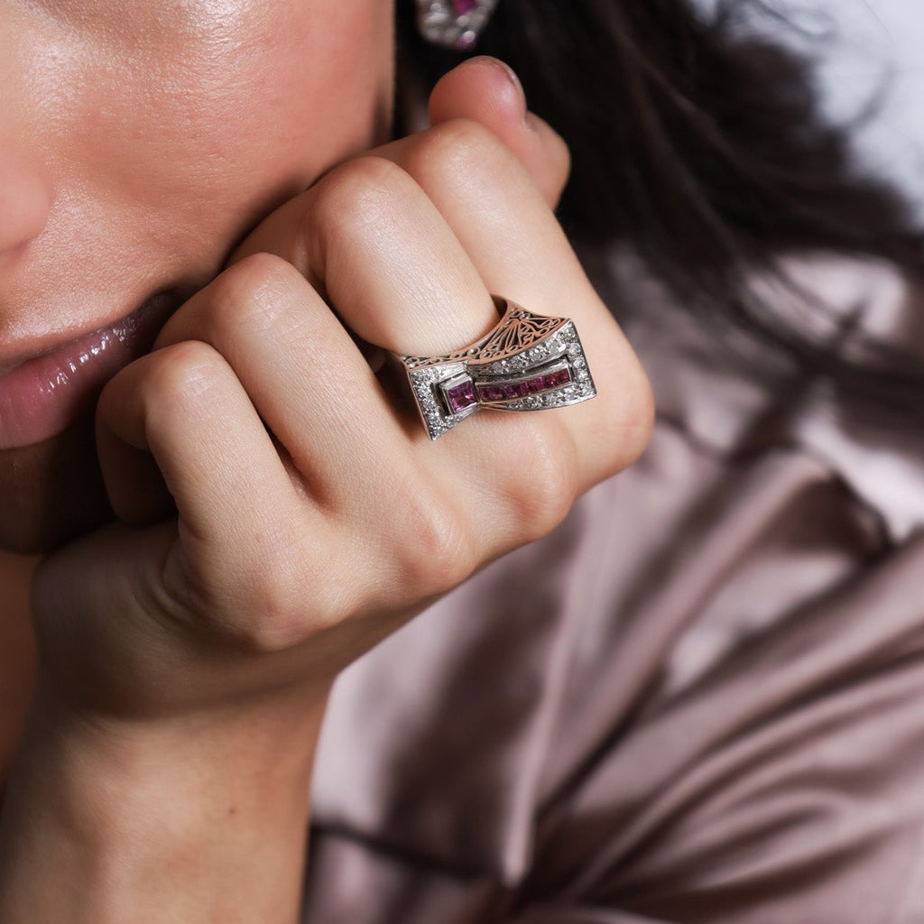 Anillo de Rubíes Art Déco