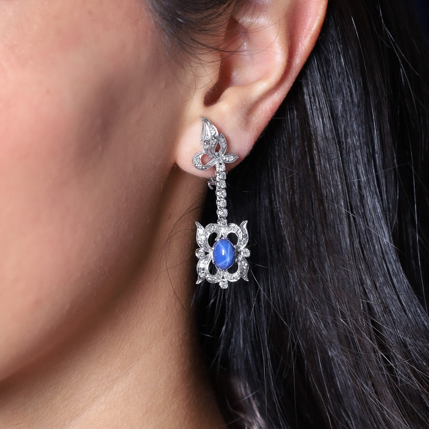 Aretes Art Nouveau con Lapislázuli