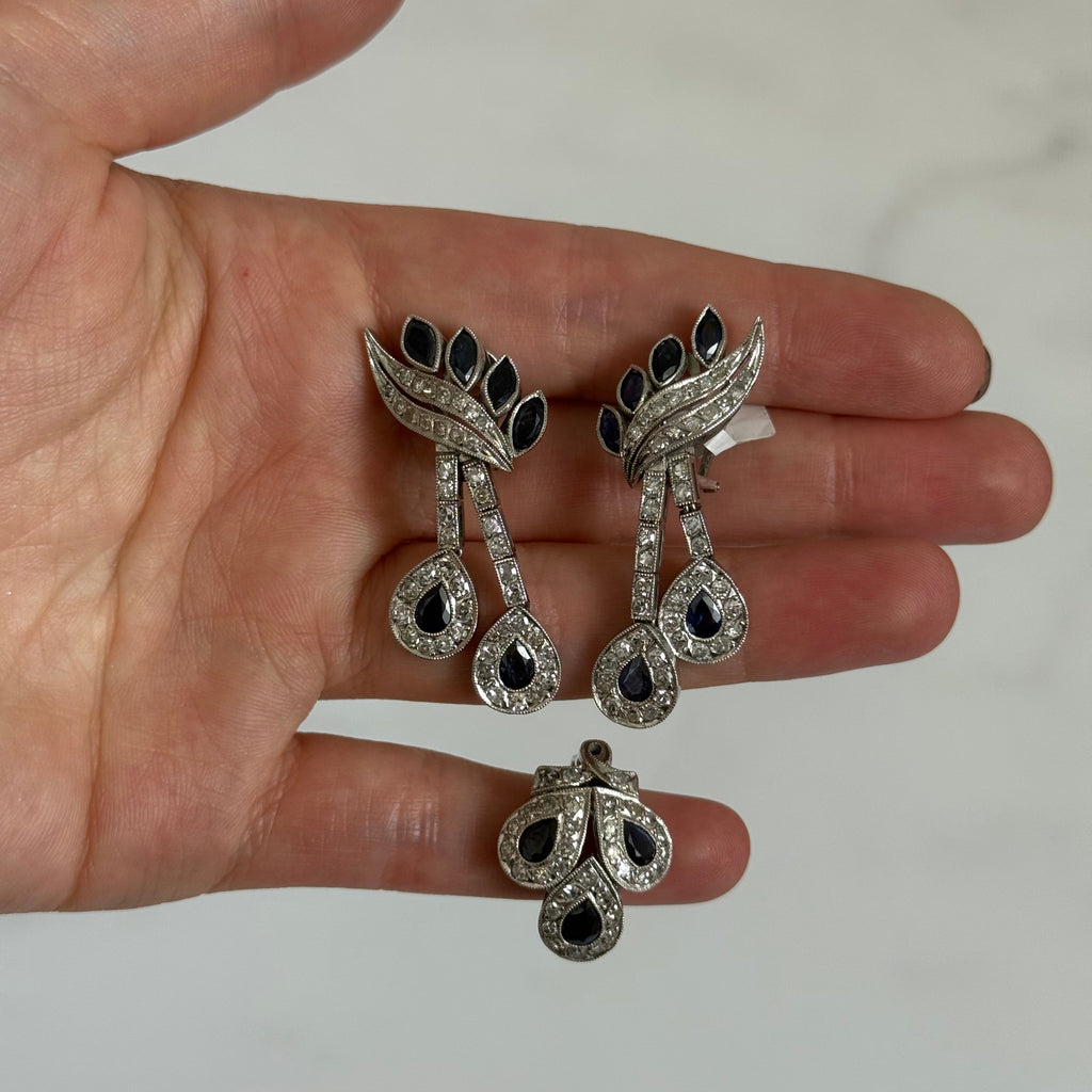 Set de zafiros y diamantes Art Déco