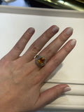 Anticipo anillo de citrina y diamantes en oro de 18k