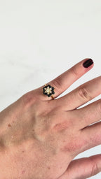 Anillo de diamantes con zafiros tipo cluster ring