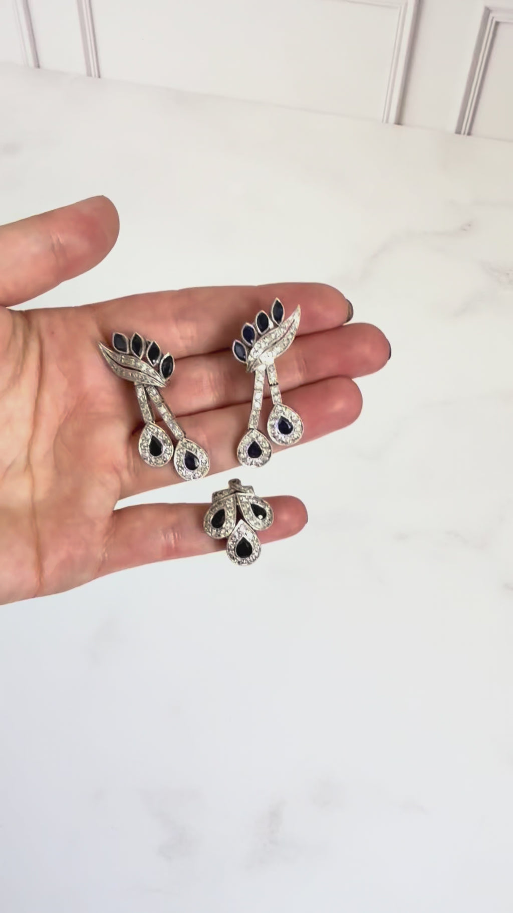 Set de zafiros y diamantes Art Déco