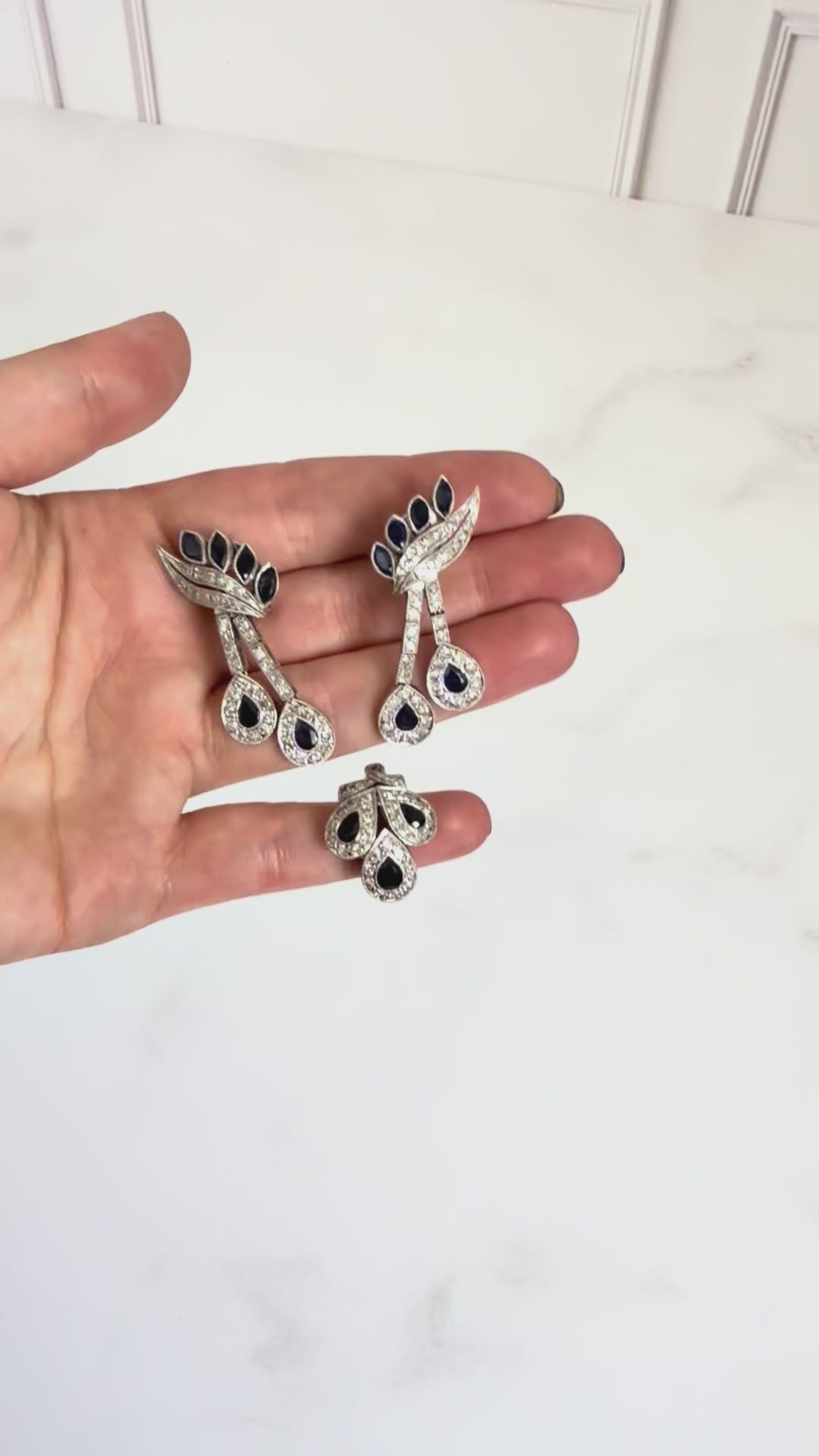 Set de zafiros y diamantes Art Déco